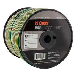 Curt Automotive Primary Wire, 4-Bond White, Brown, Yellow, Green 250' Spool - 57032