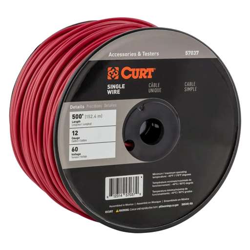 Curt Automotive Primary Wire, Red 500' Spool - 57037