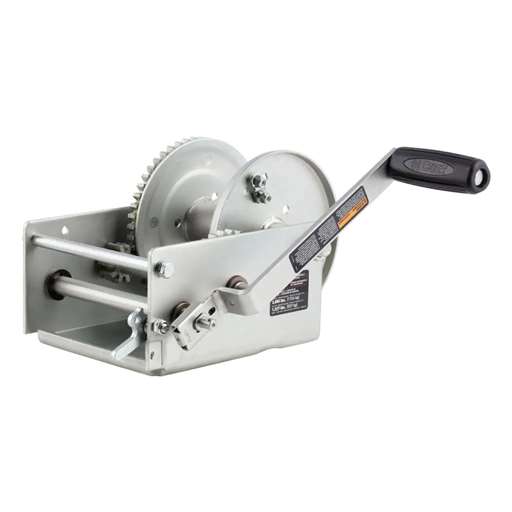 Curt Hand-Crank 2-Speed Winch, 3,800 lbs, 15.8:1 Low Gear Ratio, 9.6" Handle - 29538