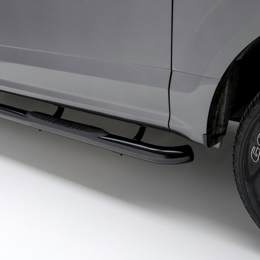 3" Round Black Steel Side Bars, Select Toyota Tacoma