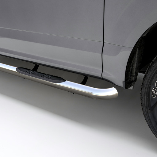 3" Round Polished Stainless Side Bars, Select Ford F-250, F-350 Super Duty